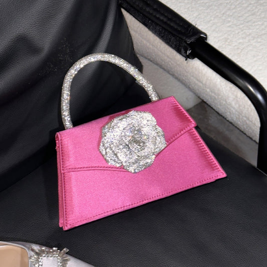 Sparkly Rhinestone Flower Handbag