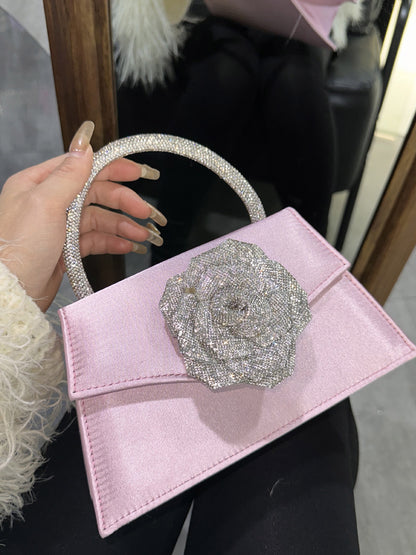 Sparkly Rhinestone Flower Handbag