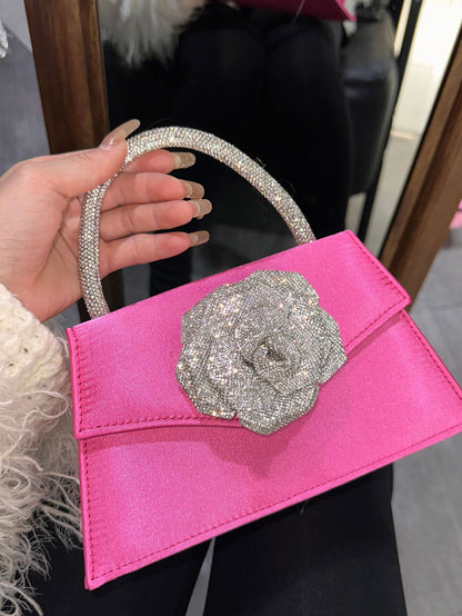 Sparkly Rhinestone Flower Handbag