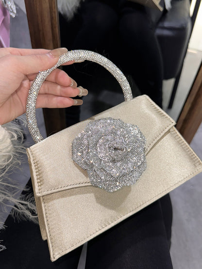 Sparkly Rhinestone Flower Handbag