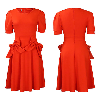 Adorable Bow Dress With Pockets