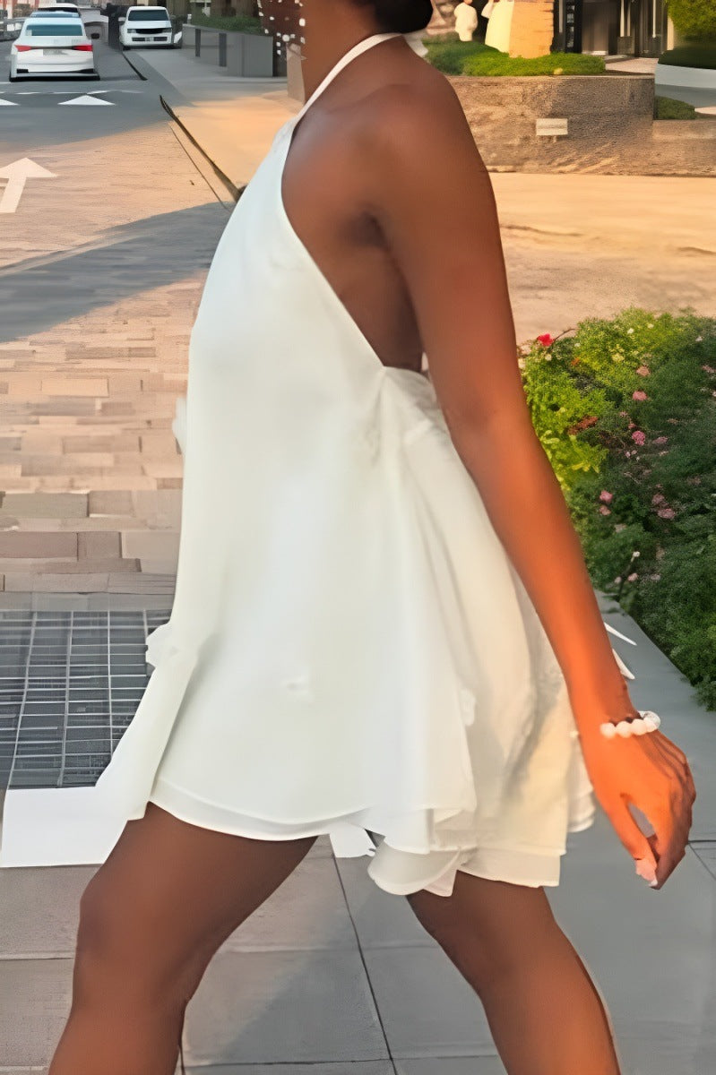 3D Flower Flowy Mini Dress