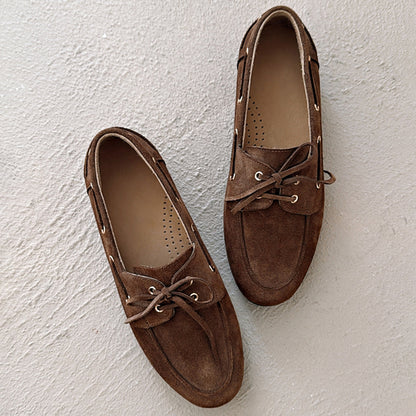 Vintage Round Toe Flat Comfortable Lace-up Shoes