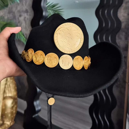 Metal Embellished Western Cowboy Hat