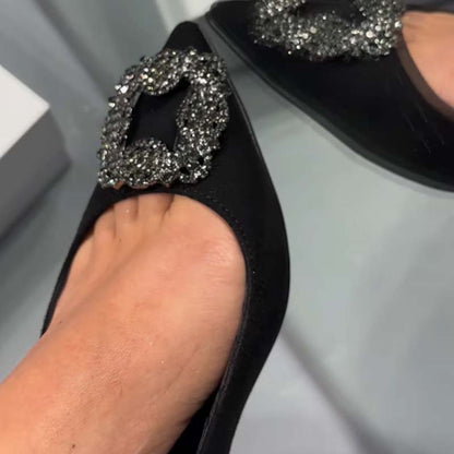 Rhinestone Sparkle Point-toe Flat Sandals