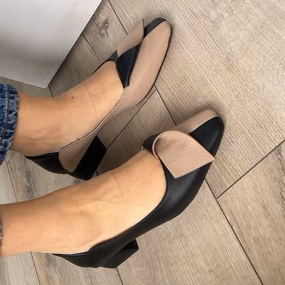 Color Block Low Heel Shoes