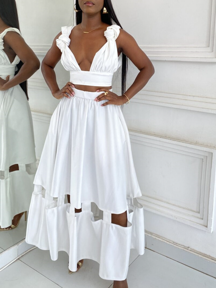 Elegant Cut-out Skirt 2pc Set