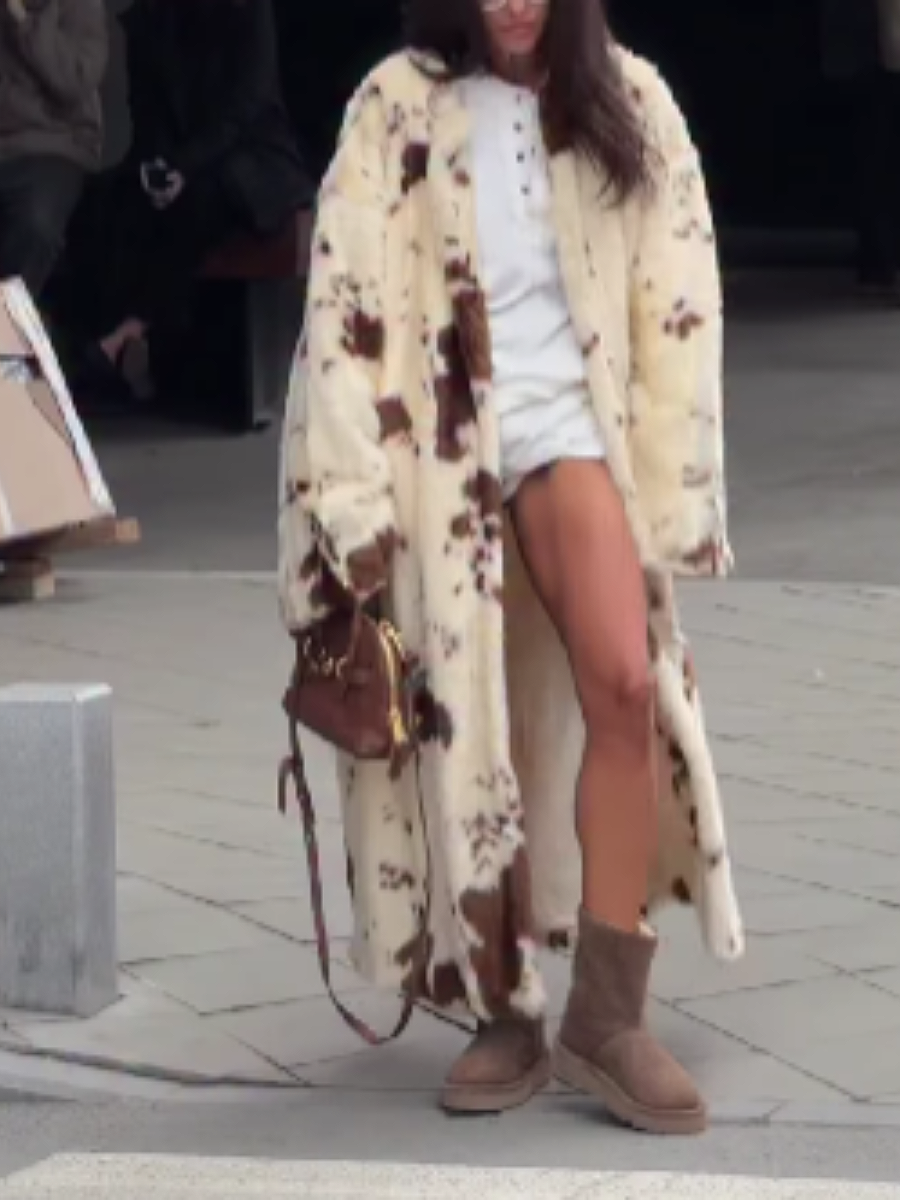 Printed Faux Fur Coat