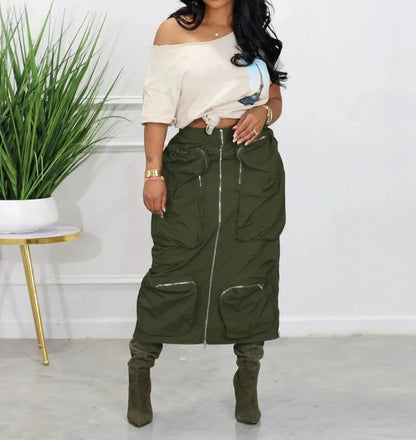 Front Split High Waisted Maxi Skirt