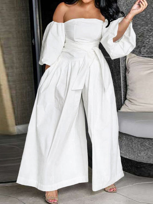 One-shoulder chest-wrapped jumpsuit