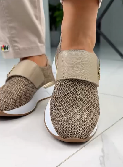 Stylish Woven Velcro Casual Sneakers