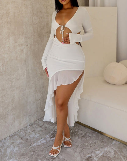 Mystic Cut Out Mesh Ruffle Dress