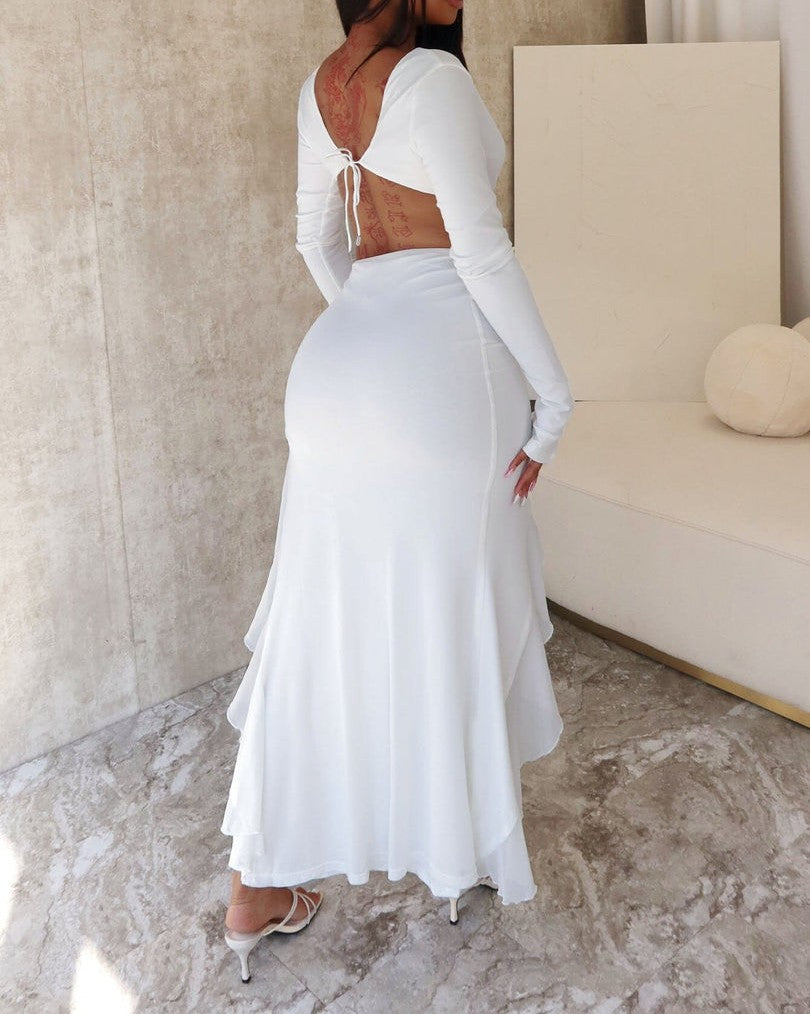 Mystic Cut Out Mesh Ruffle Dress