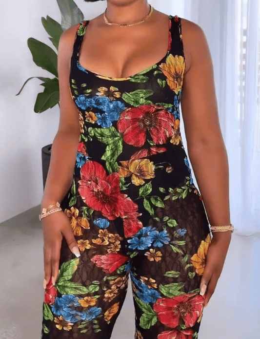 Floral Print Cami Jumpsuit In Multicolour