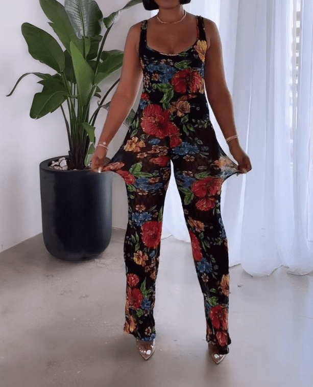 Floral Print Cami Jumpsuit In Multicolour
