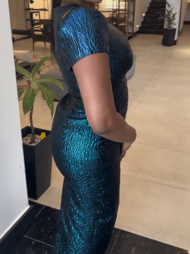 Two Toned Brocade Midi Dress