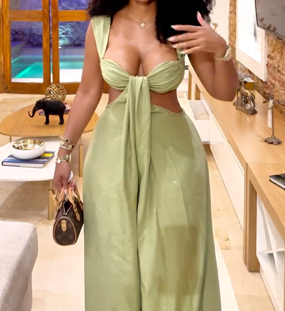 Green Cutout Wide Leg Jumpsuit