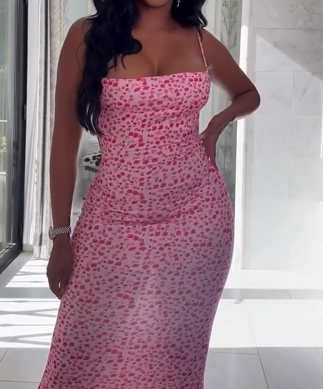 Floral halter backless maxi dress