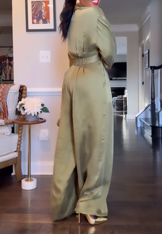 Tuck Silk Wide-Leg Jumpsuit
