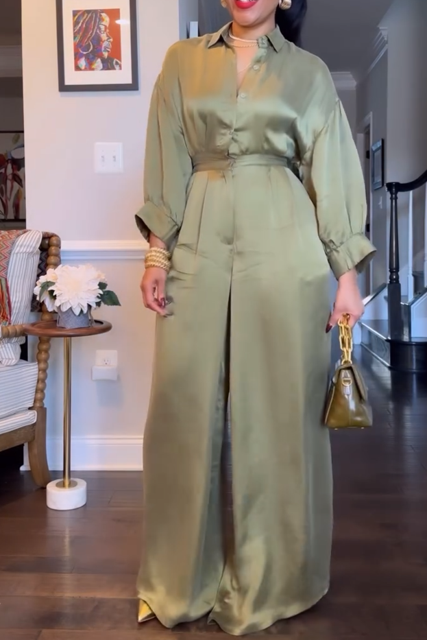 Tuck Silk Wide-Leg Jumpsuit