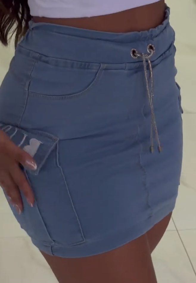 Fashionable Lace-up Denim Skirt