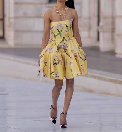 Yellow Bustier Mini Dress