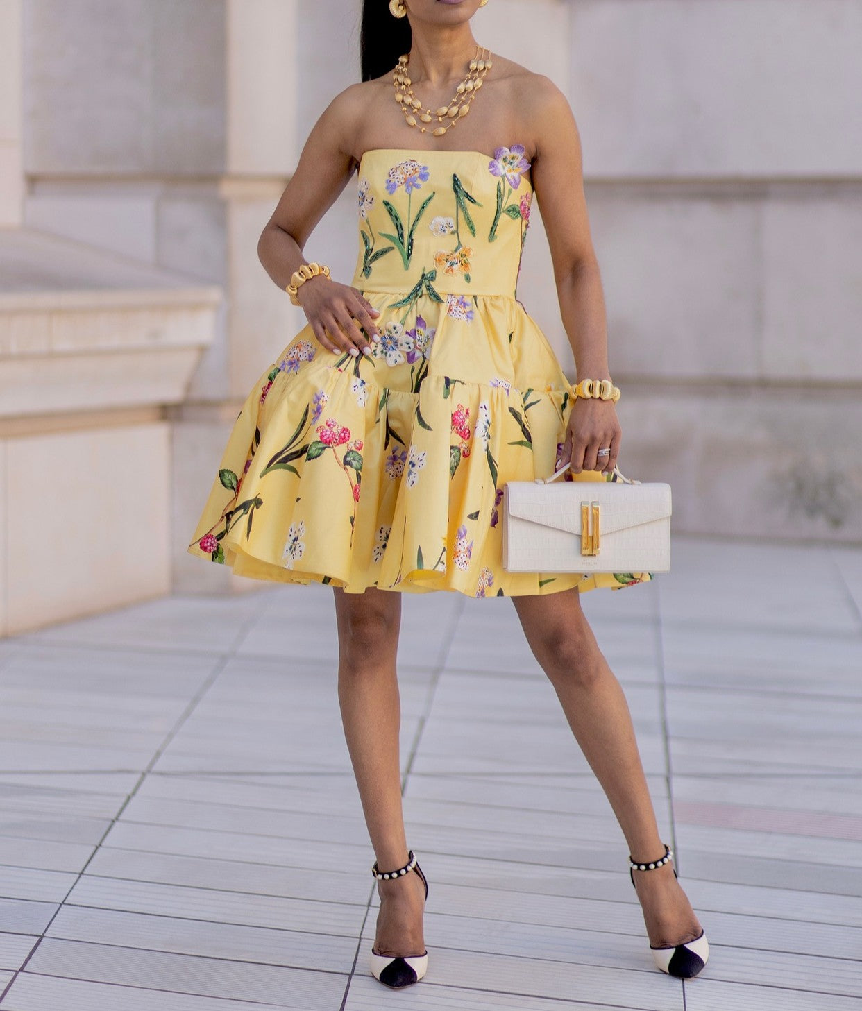 Yellow Bustier Mini Dress