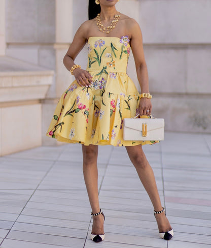 Yellow Bustier Mini Dress