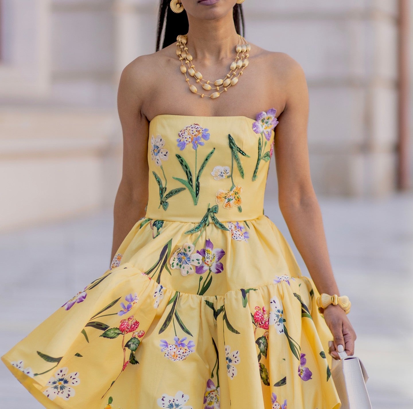 Yellow Bustier Mini Dress