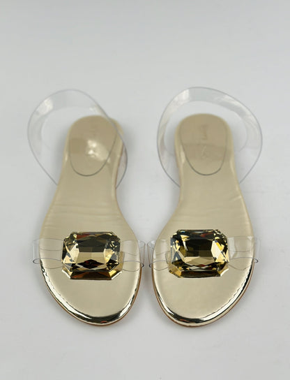 Large Crystal Flat Sandals