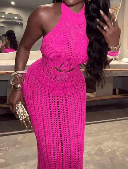 Rose Knit Cutout Maxi Dress