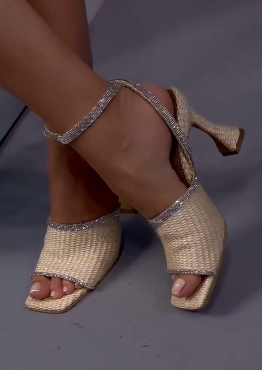 Braided High-heeled Diamond Sandals
