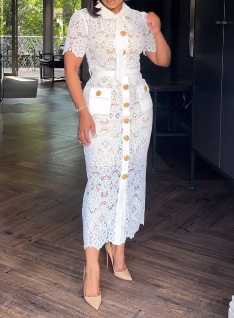 Demure Lace Midi Dress