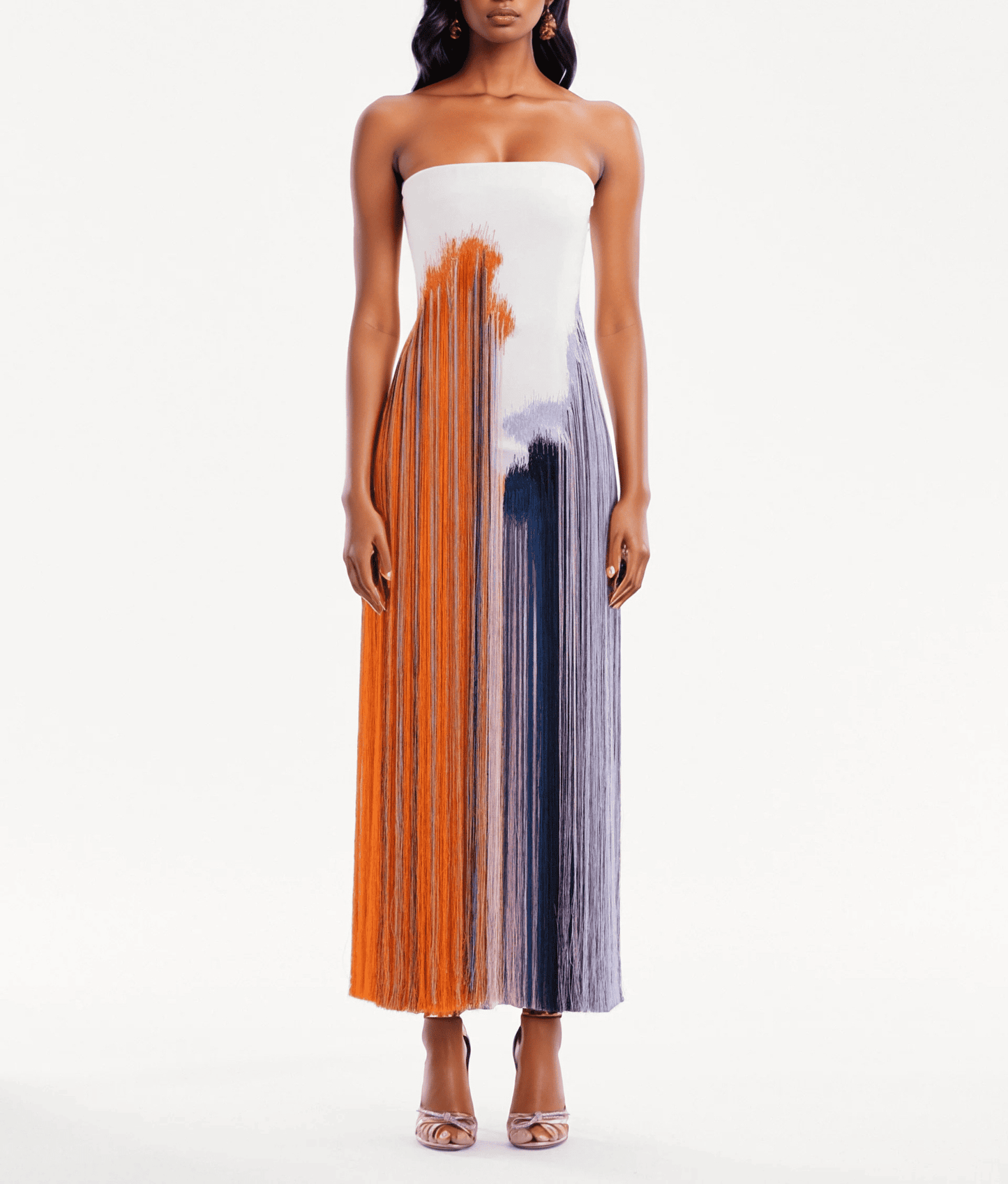 Abstract Brushstroke Fringe Cocktail Dress（✔️Free Shipping）