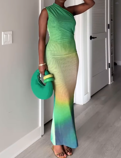 Sleeveless gradient maxi dress