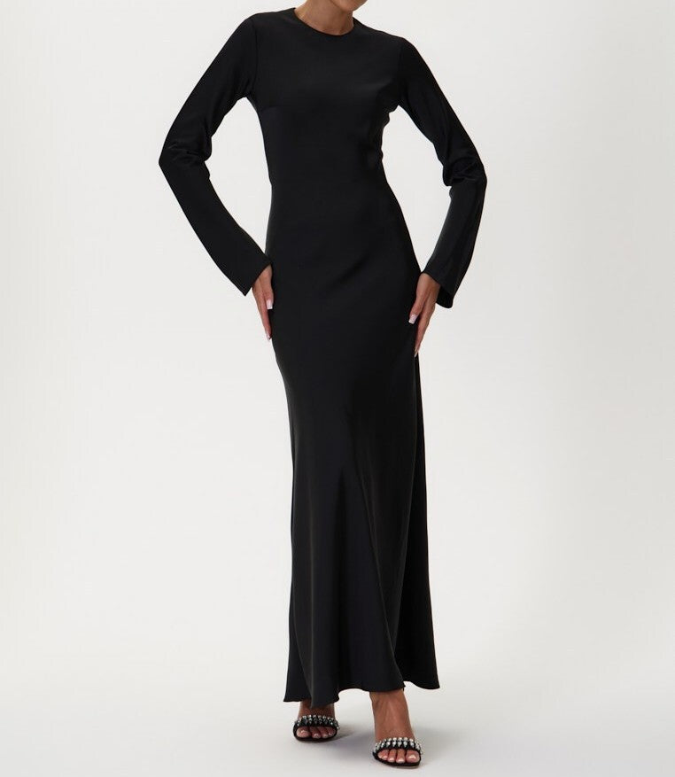 Solid Color Silk Maxi Dress