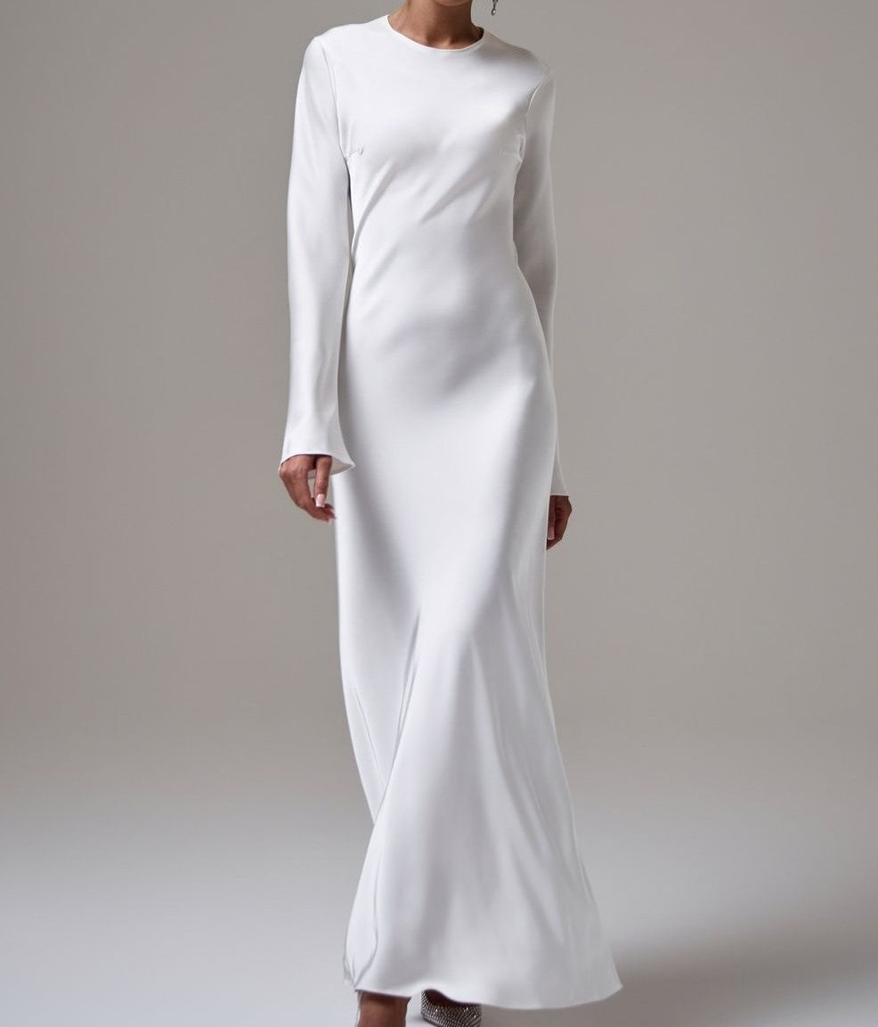 Solid Color Silk Maxi Dress