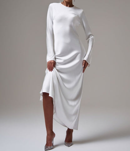 Solid Color Silk Maxi Dress