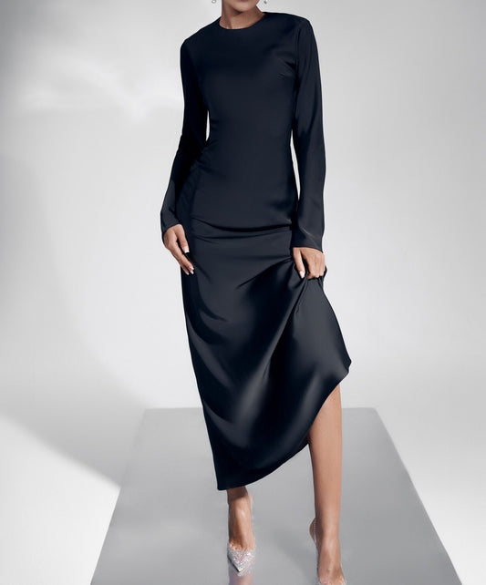 Solid Color Silk Maxi Dress