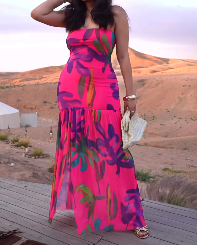 Tropical Getaway Satin Dress