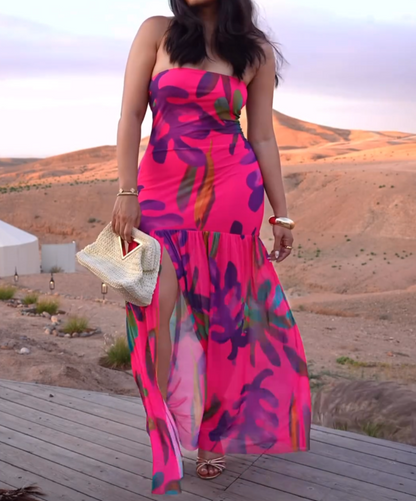 Tropical Getaway Satin Dress