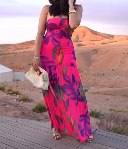 Tropical Getaway Satin Dress