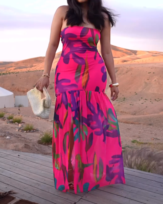 Tropical Getaway Satin Dress