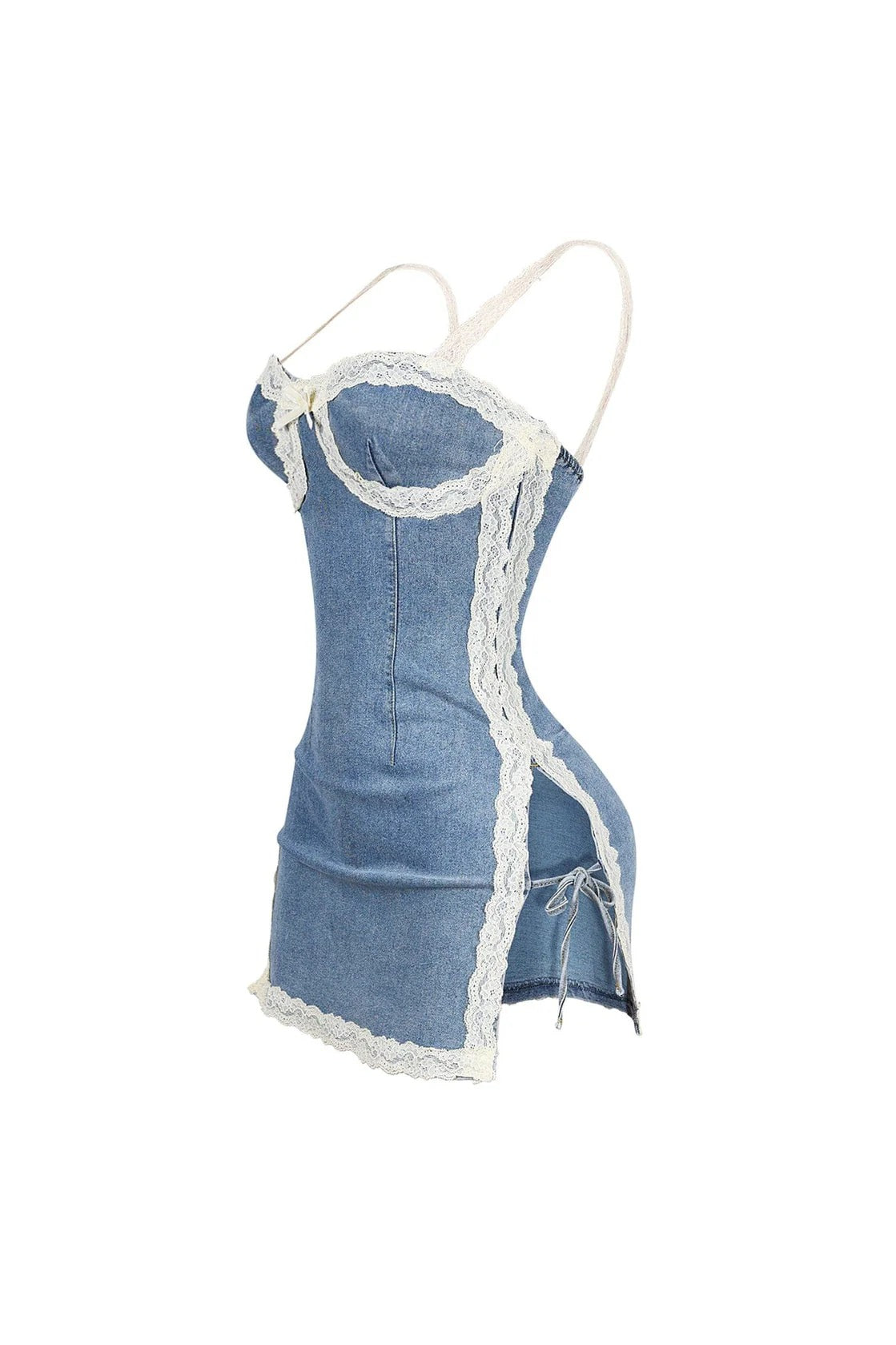 Lace Denim Mini Dress