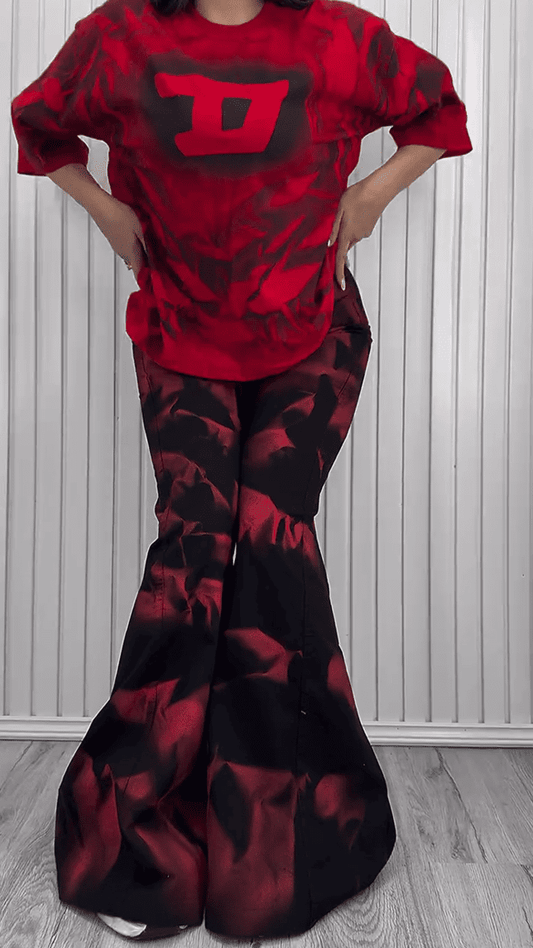 Fantasy Pleated Print Short Sleeve Trousers Set