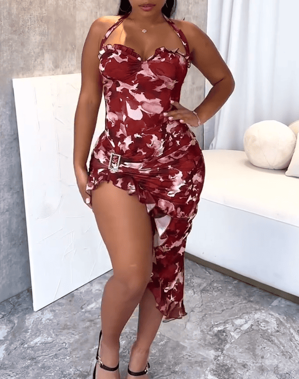 Real Romantic Mesh Ruffled Maxi Dress