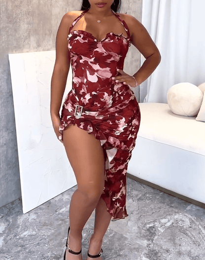 Real Romantic Mesh Ruffled Maxi Dress