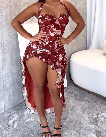 Real Romantic Mesh Ruffled Maxi Dress