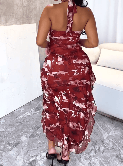 Real Romantic Mesh Ruffled Maxi Dress