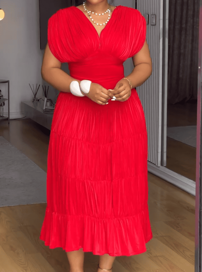 Red Silk Chiffon Dress